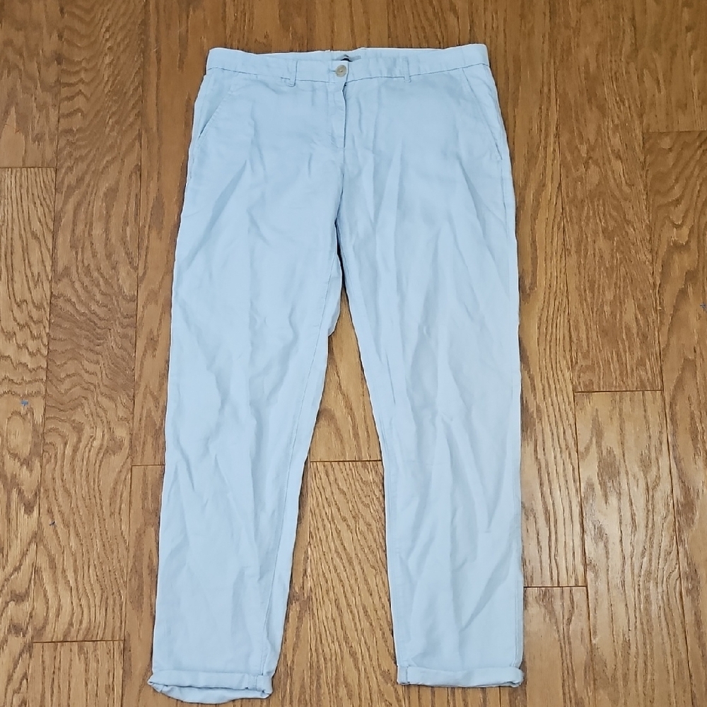 Gap Blue Linen Blend Chino Pants Sz 8 Tall